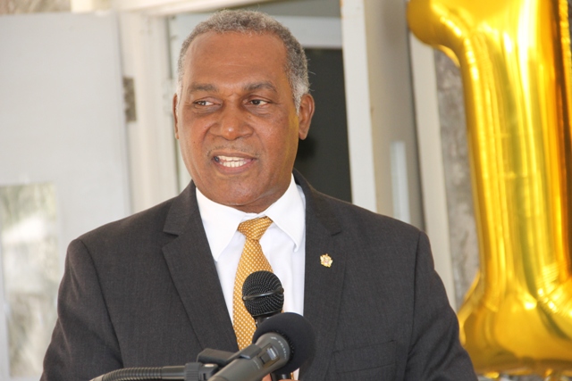 Premier of Nevis Hon. Vance Amory delivering remarks at the birthday celebration of 105-year-old Celian “Martin” Powell, the Federation’s oldest living citizen, hosted by her family on January 19, 2017 at the Flamboyant Nursing Home where she resides
